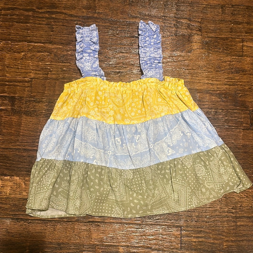 yellow blue and green bandanna top